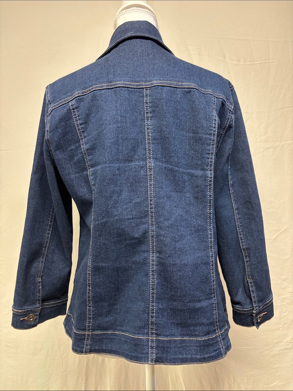 cleo Dark Blue Denim Jacket with Button Front - Picture 3 of 8